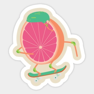 skating grapefruit Sticker